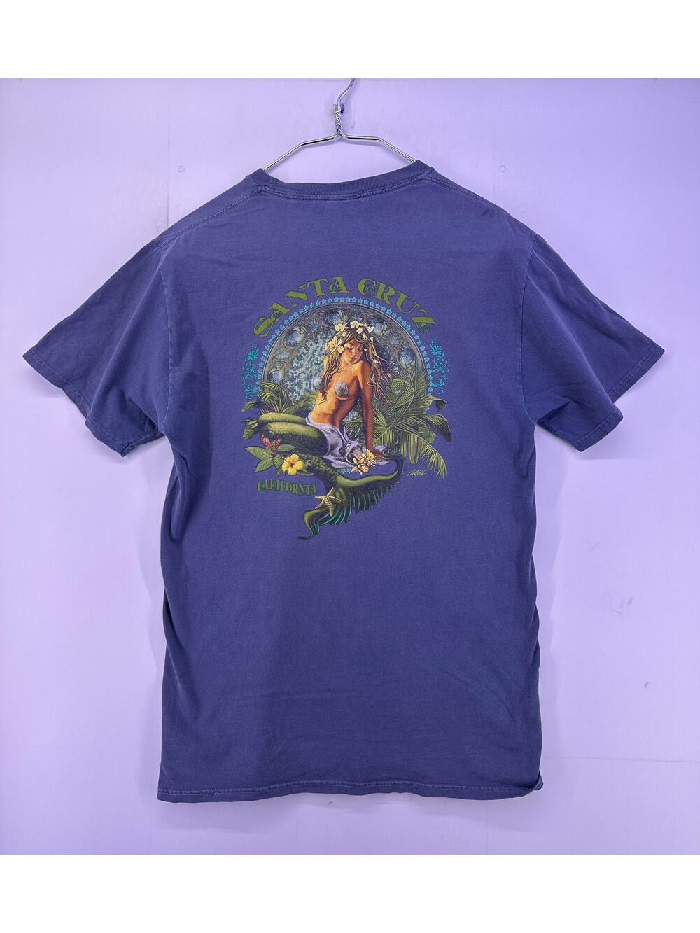 Vintage Santa Cruz California Mermaid Blue Tshirt Size Small
